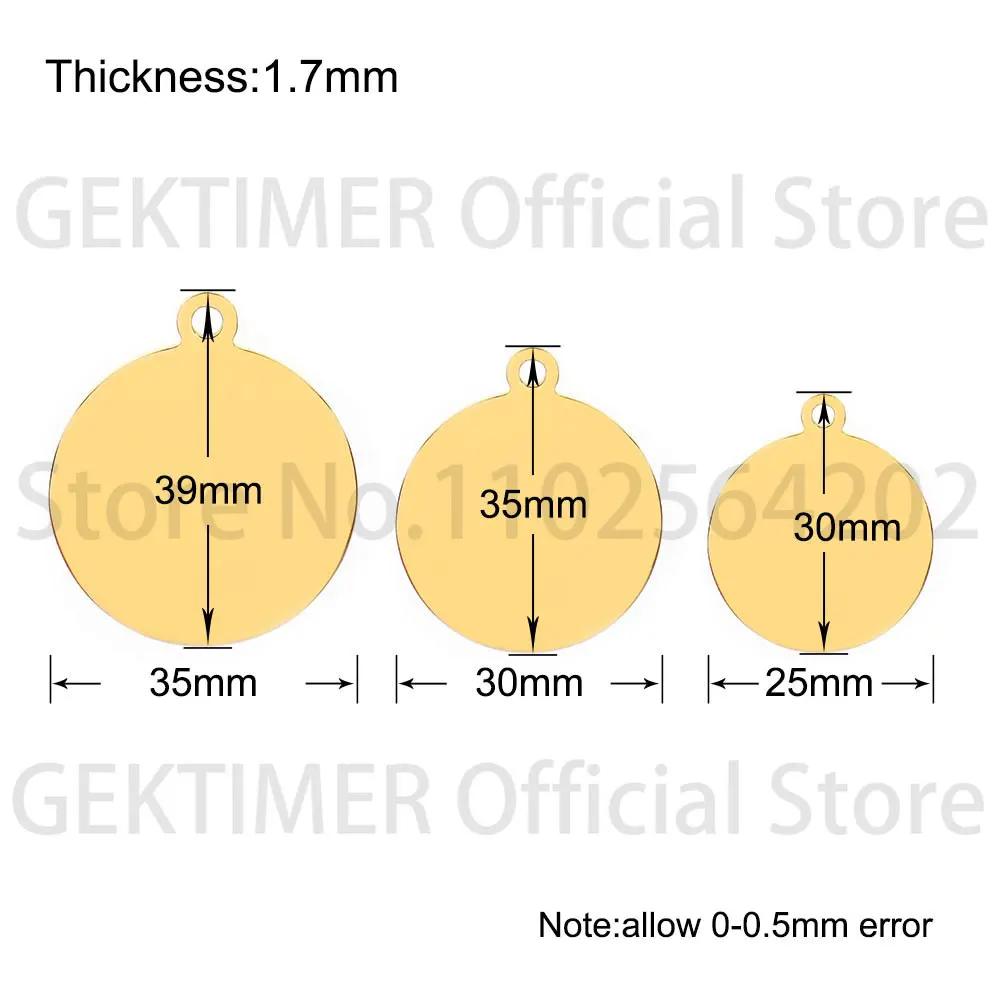 100PCS Stainless steel Mirror-finish Round Blank ID Tags Metal Keychain Charms Personalized Pet Tags Suitable For Cat And Dog
