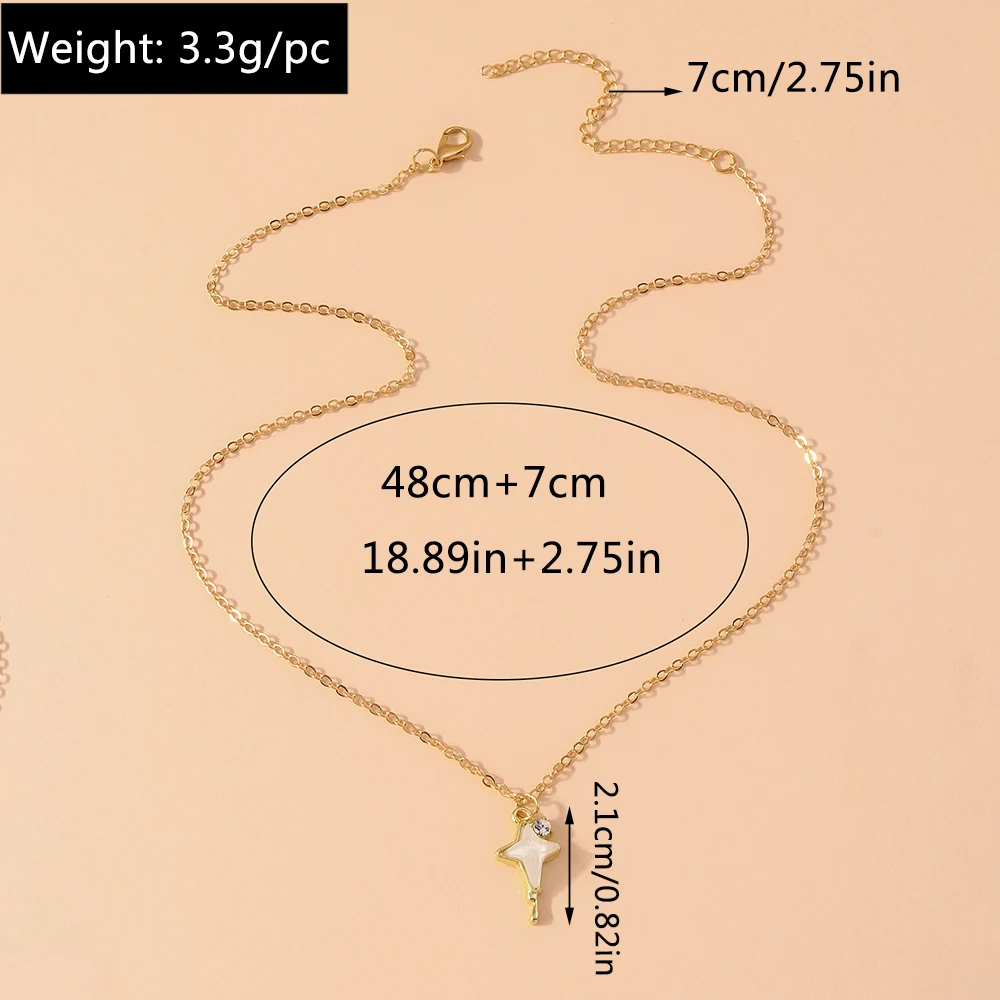 Aihua Exquisite Y2K Gold Farbe Kristall Sonne Mond Sterne Halsketten für Frauen Koreanische Temperament Schlüsselbein Kette Geburtstag Schmuck Geschenk – Detail 7