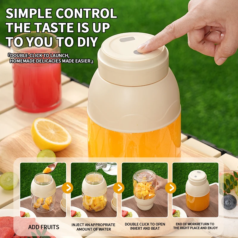 عصارة كهربائية، آلة ميلك شيك محمولة، صانع عصير قابل لإعادة الشحن سعة 800 مل، كوب رياضي، عصارة منزلية للسفر في الهواء الطلق