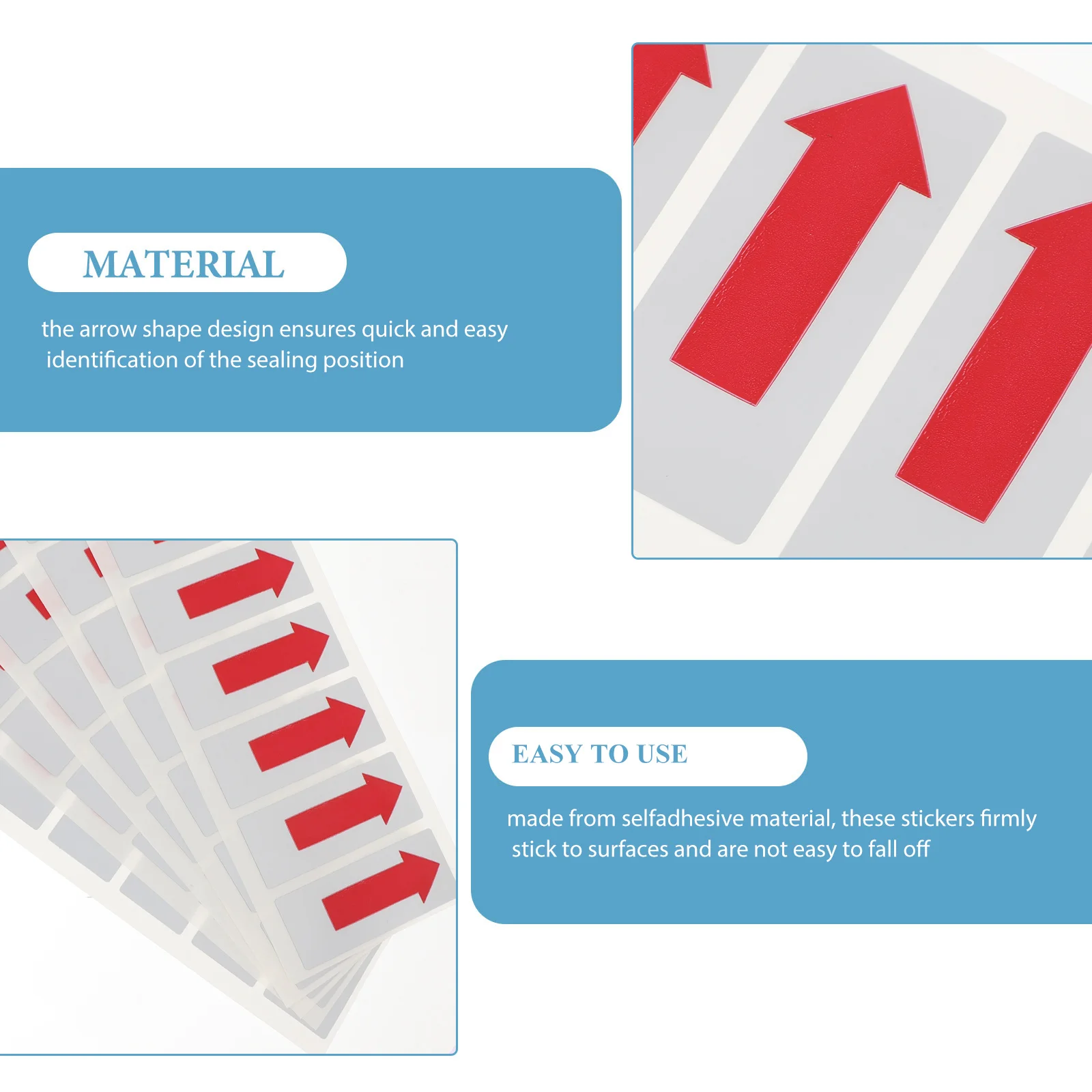 100pcs Red Arrow Sealing Stickers Self Adhesive Labels For Garbage Bags Car Films Envelopes Protective Films Strong Adhesion