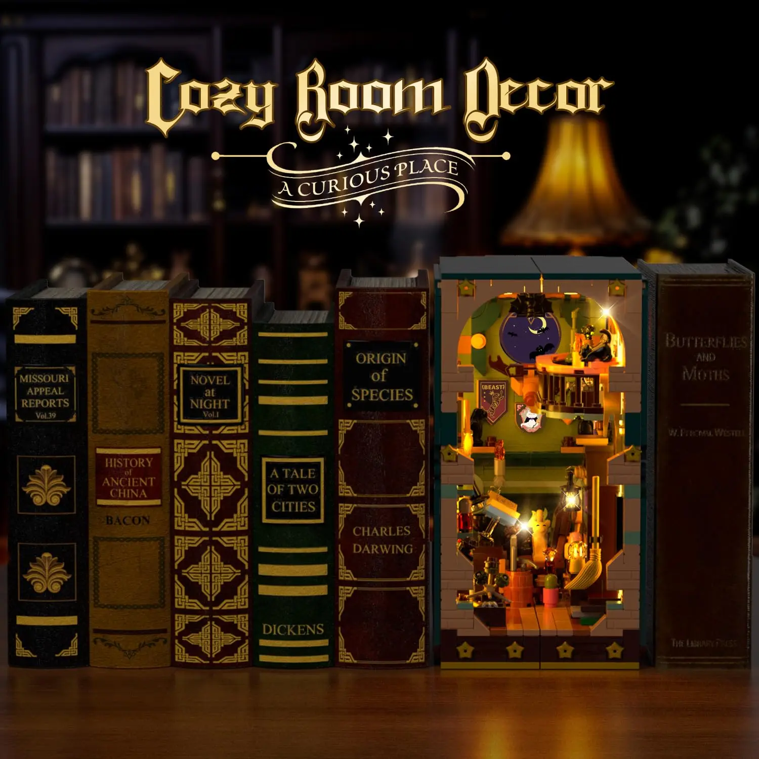 مجموعة بناء دفتر الجرعة السحرية مع غلاف كتب خفيف يمكنك صنعه بنفسك لرف الكتب وديكور المنزل نموذج طوب مصغر للبالغين والأطفال