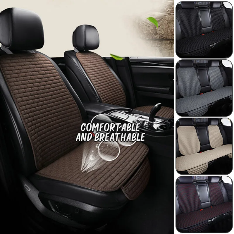 1/3PC Universal Car Seat Cover Linen Nonslip All Season Auto Protector Mat Pad Five Seat Car Auto Backrest Cushion Truck Suv Van