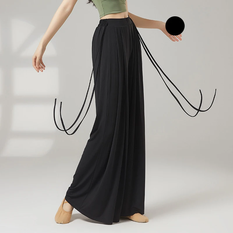 

Широкие брюки для классического танца с завязками по бокам, современный сценический костюм, длинная свободная одежда для тренировок, йоги и повседневной носки