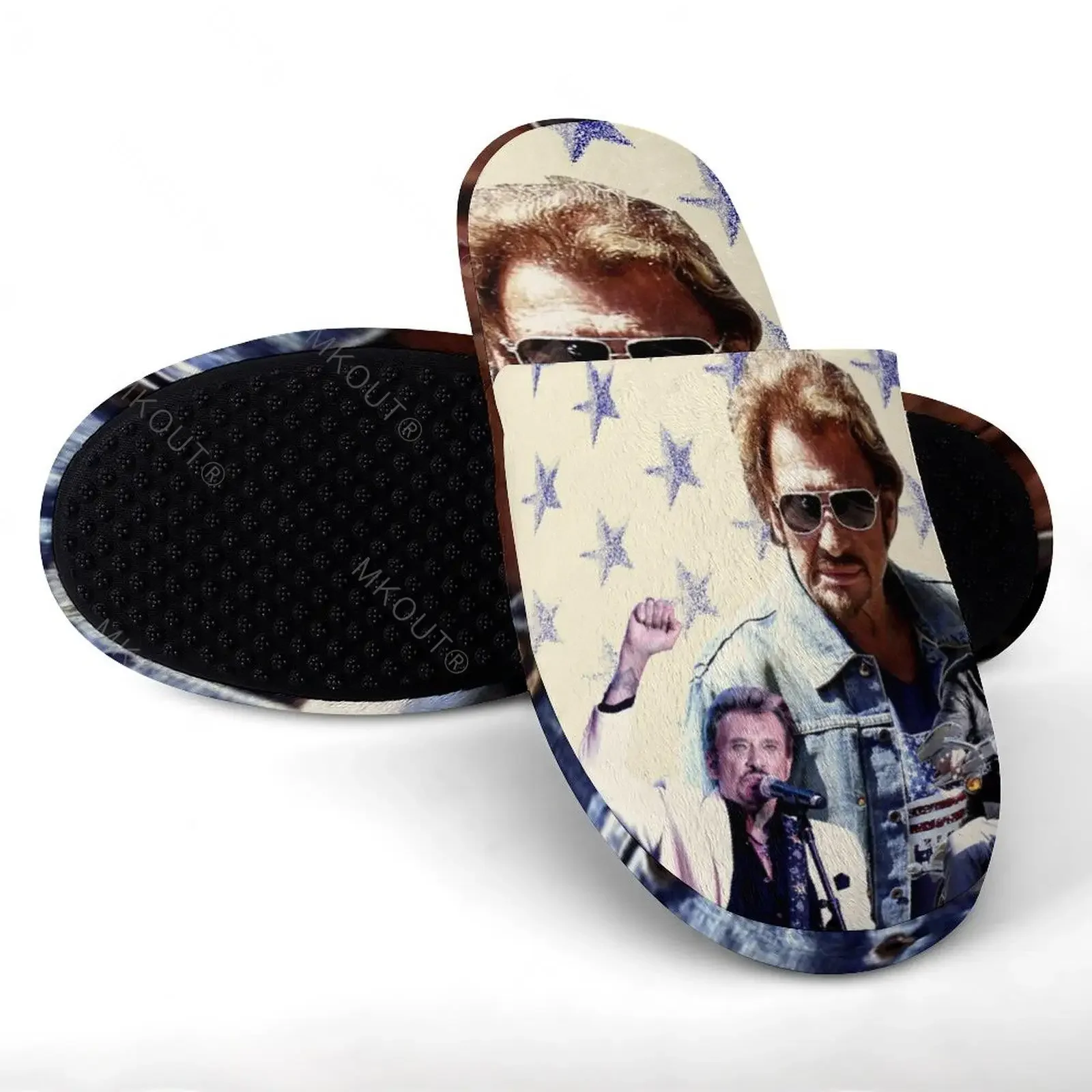 Johnny Hallyday 12 Warme Katoenen Slippers Voor Mannen Vrouwen Dikke Zachte Zolen Antislip Zachte Schoenen Indoor Huis Slippers Schoen