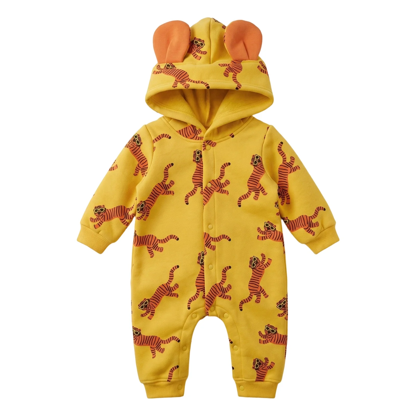 Winter-Wärme-Baby-Overalls für Jungen, Langarm, Verdickt, mit Kapuze, Niedlicher Cartoon-Tierdruck, Kleidung für Säuglinge – Detail 4