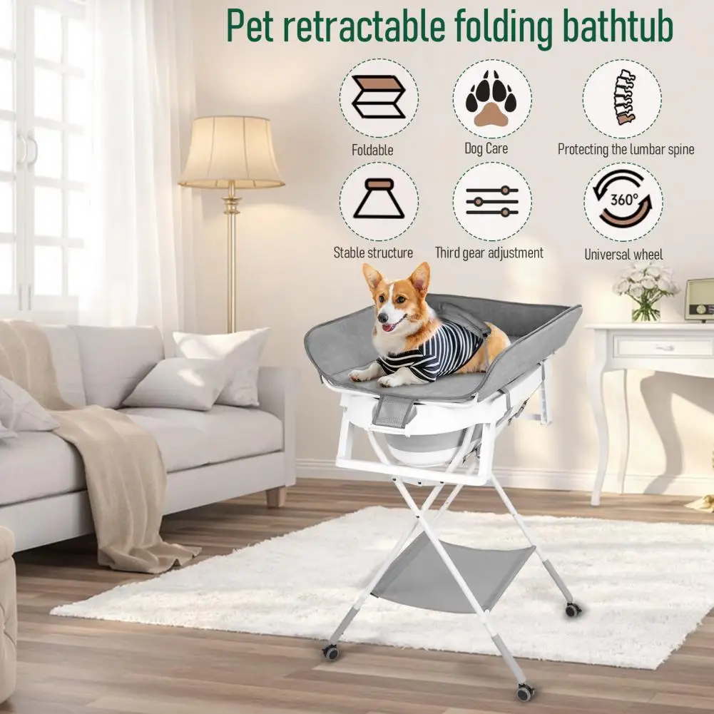 2 In 1 Dog Bathtub Dog Washing Station Foldable Pet Bath Tub For Bathing And Grooming Portable Shower Bathtub For Small Dogs Cat