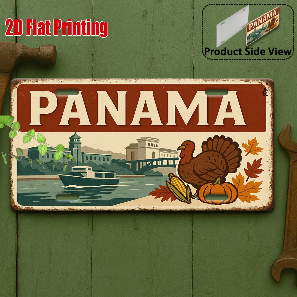 2D Flat, License Plate Cover and Frame, 2D Flat, for Decorative Use Only, 1pc Vintage Metal License Plate | 2D Flat Printed Alum