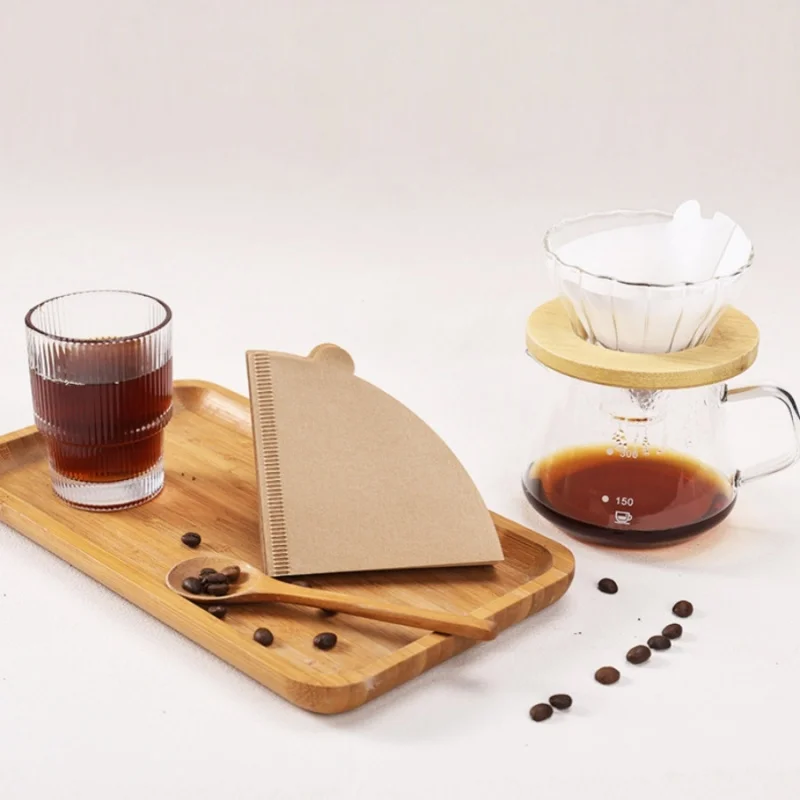 50pcs/pack coffee filter paper V-shaped drip type hand brewed coffee pot hanging ear filter paper disposable filter cup