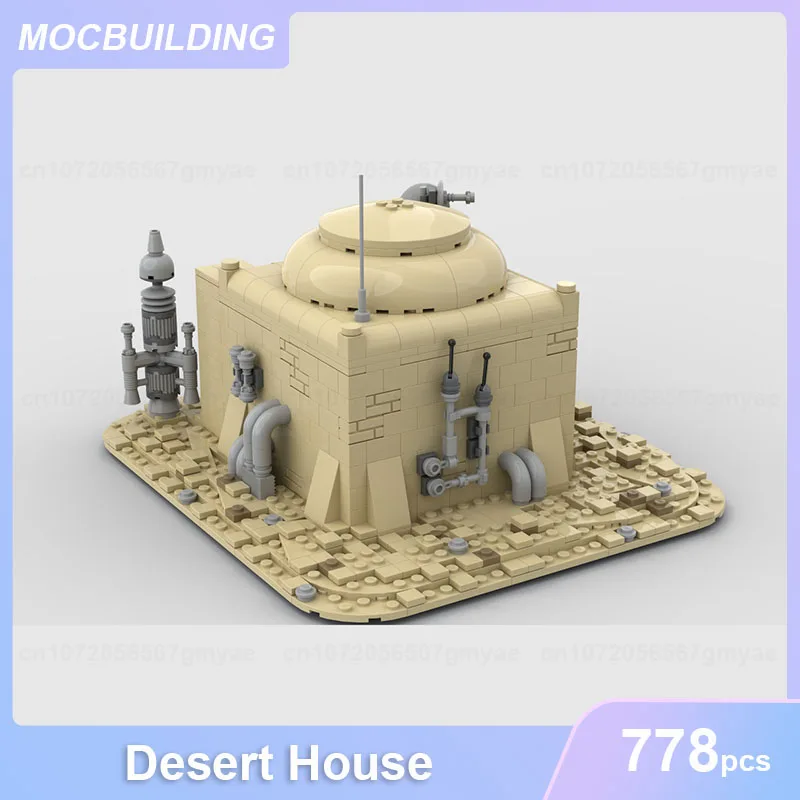 Modelo de casa del desierto MOC, bloques de construcción, ensamblaje de ladrillos, arquitectura, exhibición, paisaje, Colección creativa de Navidad, juguetes, regalos