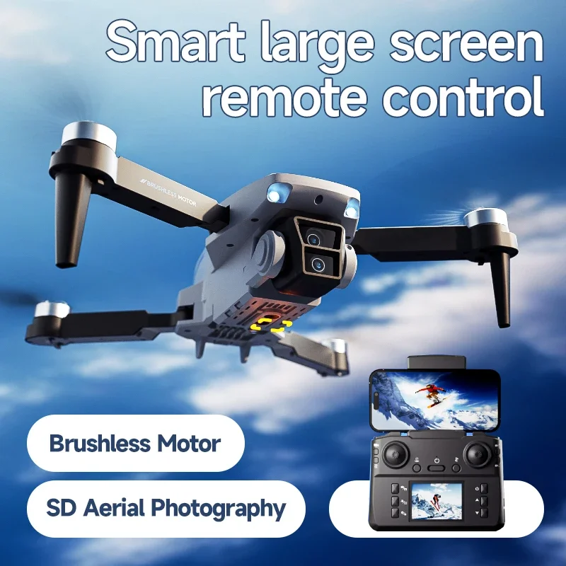 Drone rc sem escova com câmera dupla fluxo óptico dobrável quadcopter brinquedos 2.4g controle de tela wifi uav fpv fotografia aérea