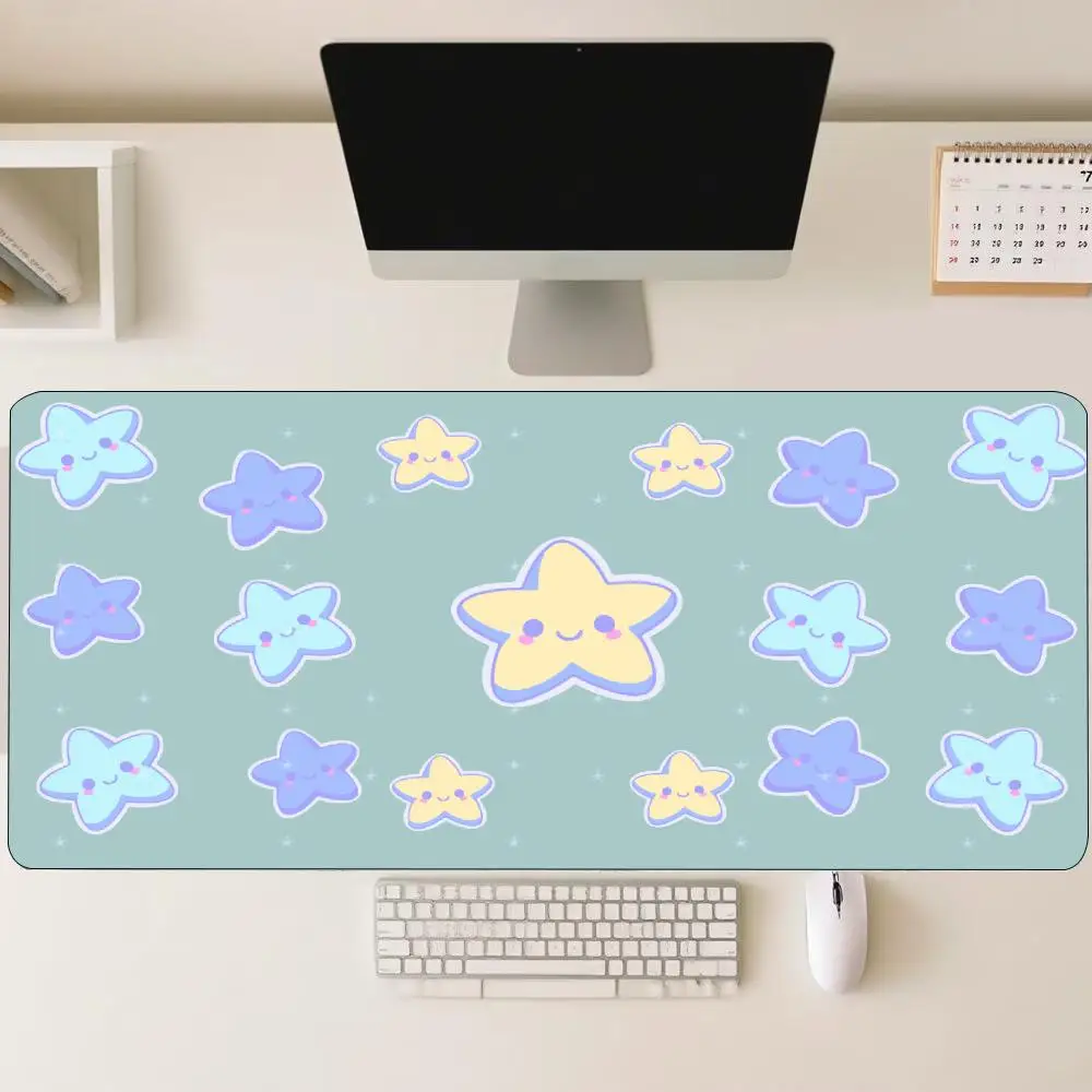 Rainbow Stars Sky Dreamy XXL Desk Mat Large Gaming Mouse Pad Non-Slip Rubber Base HD Print Stitched Border For Daily Use Spot