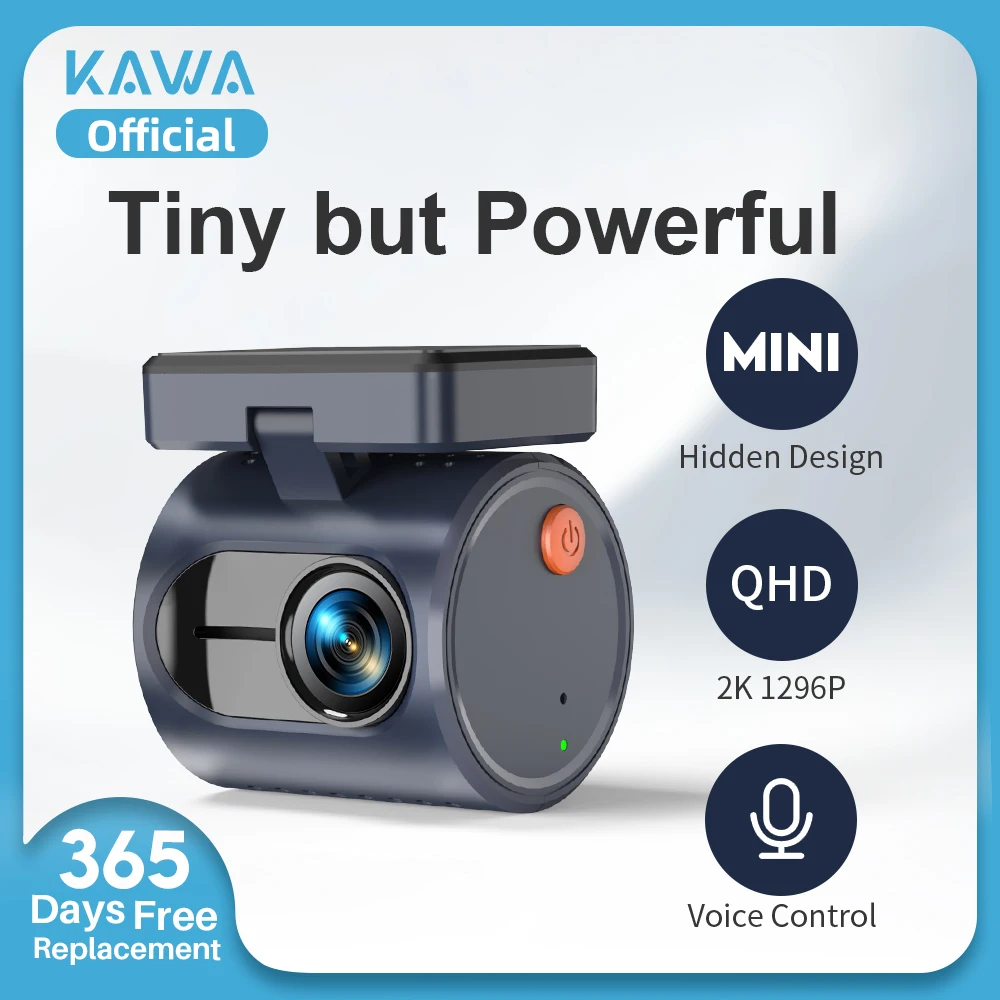 KAWA Dash Cam MINI 3 Tiny 2K Voice Control Night Vision 1296P 24H Parking ,Supercapacitor,WIFI, G-sensor Easy Install Car DVR