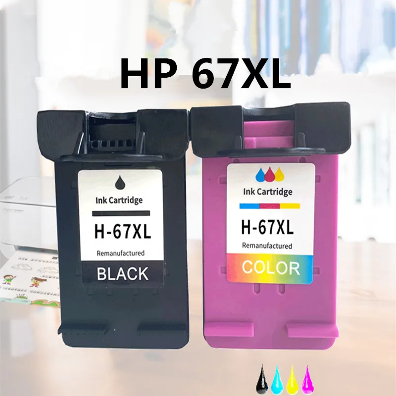 67xl 67 Xl Inktcartridge Zwart Kleur Voor Hp Jaloezie 6052 6055 6058 6075 6452 6455 6458 Deskjet 1225 2732 2752 2755 Printer