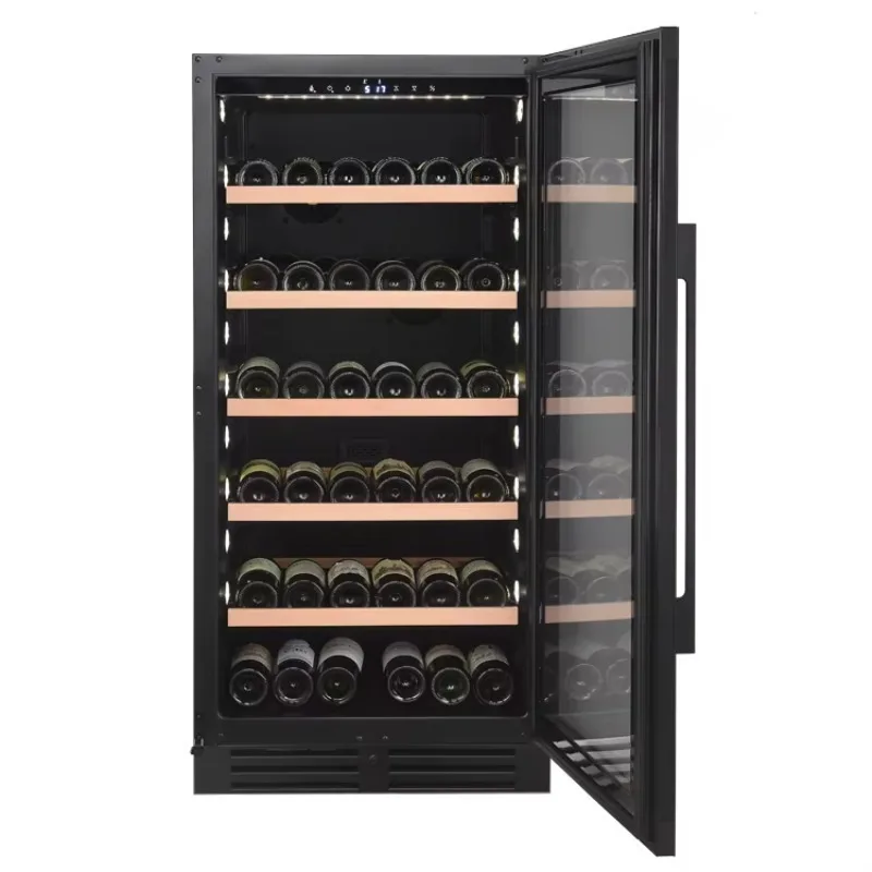 Premium Edition Single Zone Wine Cabinet Electronic Temperature Fan Cooling Built-in Wine Cooler Cellar Wine Cellar Black 120v