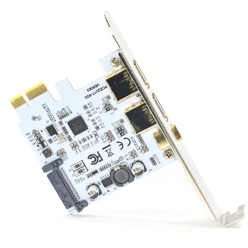 USB 3.1 PCI-Express Card 1พอร์ตพลิกกลับได้ Type-C + พอร์ต USB 3.0 2พอร์ต SATA 15Pin การเชื่อมต่อ Gen 2 10Gbps เพิ่มในไรเซอร์การ์ดการ์ด