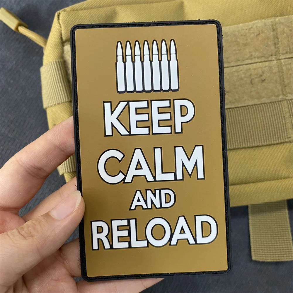 Keep Calm & Reload Rubber PVC Patches Voodoo Tactical VDT07- 0979016000   Plecak taktyczny naklejki morale Bullet odznaka wojskowa