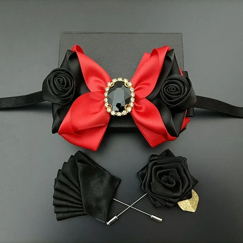 Men\'s Wedding Bow Ties Corsage Sets French British Dress Shirt Accessories Original Design Handmade Jewelry Gifts Bowtie Brooch