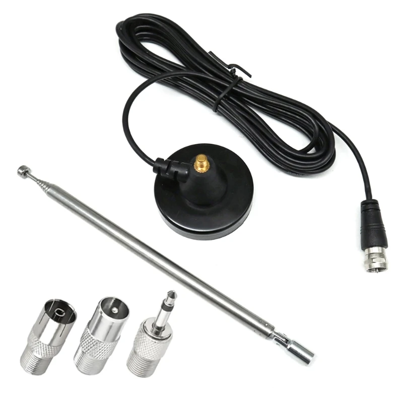 High Gains FM Telescopic Antennas DAB FM Antennas Indoor FM Radio Antennas with 3 Adapter for Household Digital FM Radio