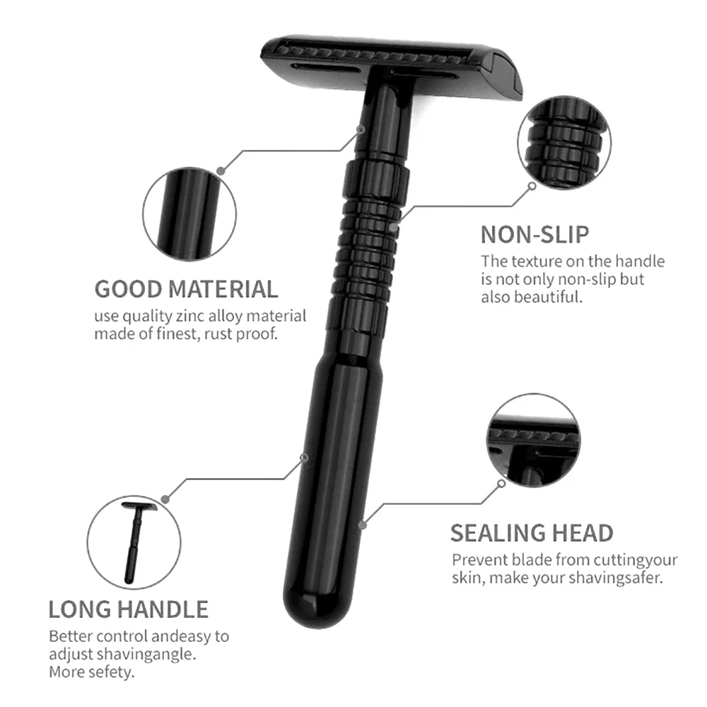 RZACLEAECO-Friendly Safety Razor Sustainable Shaving Tool for Responsible Grooming with Storage Box & 5 Platinum Advanced Blades
