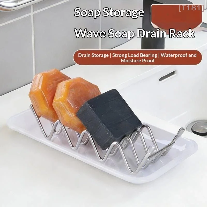 

[E] Stainless Steel Soap Rack Drainage Soap Tray Multifunctional Bathroom Storage Rack Draining Soap Case