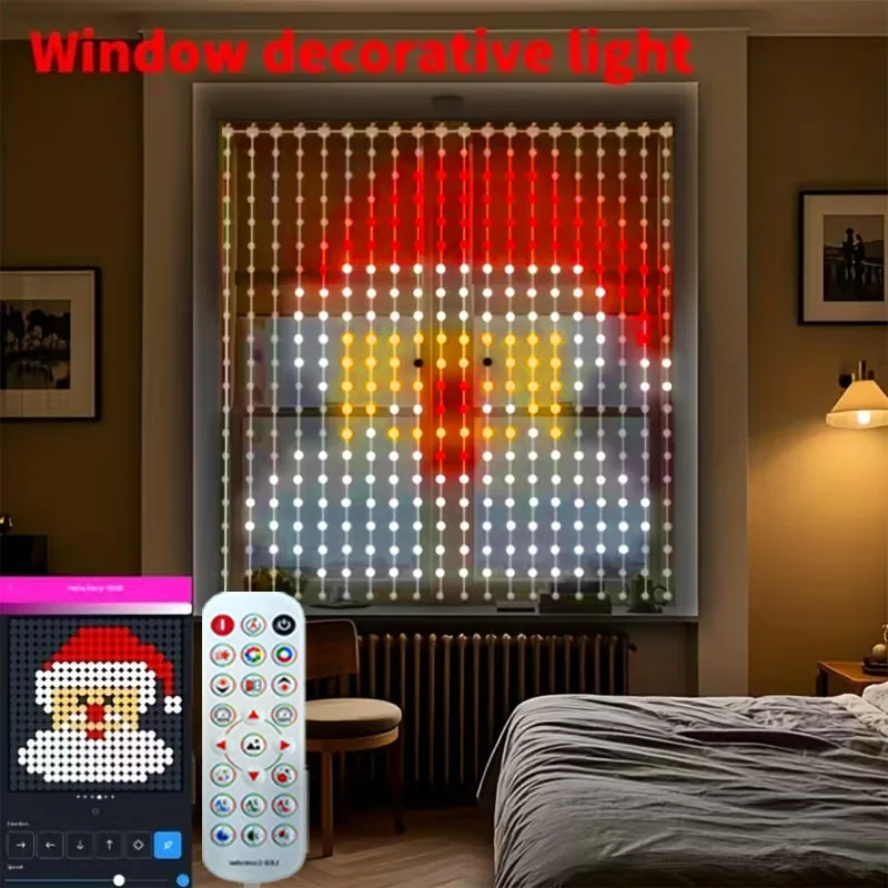 400 LEDs Smart Curtain Lights, APP/Remote Control,3x3m Christmas Lights Halloween Decor, IP65 Waterproof, Music Sync DIY Pattern