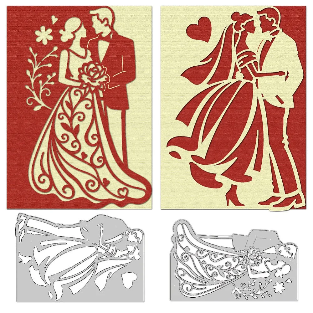 Hochzeitspaar Kohlenstoffstahl-Stanzformen Schablonen für DIY Scrapbooking Fotoalbum Dekorative Prägung Papierkarten Menschliche Figuren