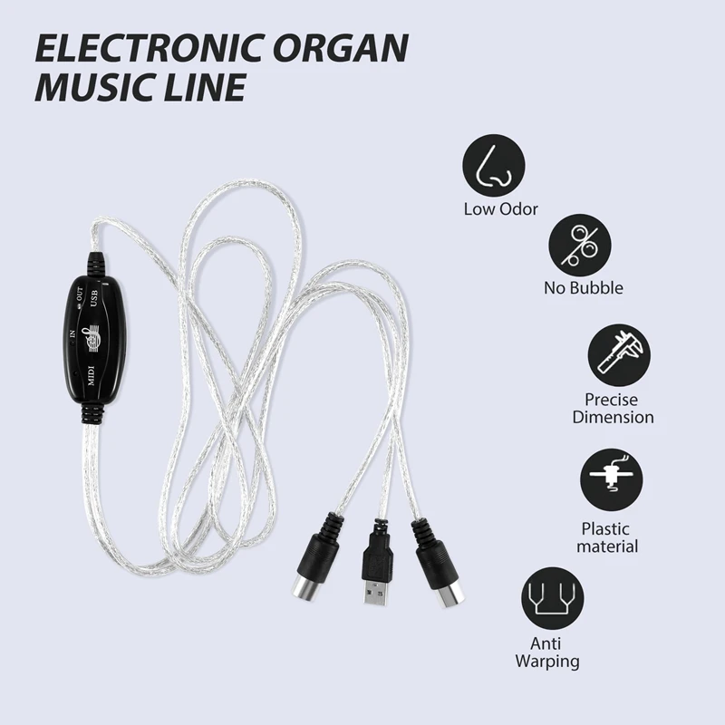 Qy-USB IN-OUT câble MIDI convertisseur PC vers câble adaptateur de clavier de musique
