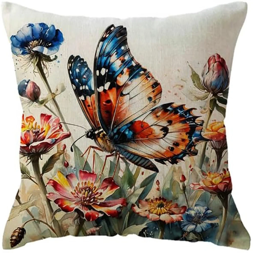 Butterfly Flying Pillowcase Brightens Up The Warm Space Bedroom Sofa Decorative Cushion Cover with Zipper Pillowcase