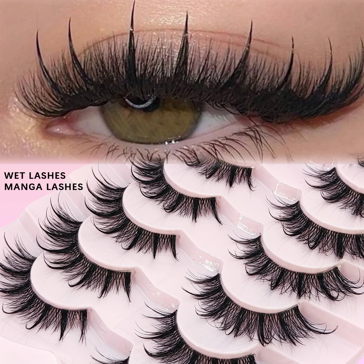 5/7 pairs of moisturizing false eyelashes cosplay natural and lightweight fairy cross fluffy eyelashes extended and naturally cu