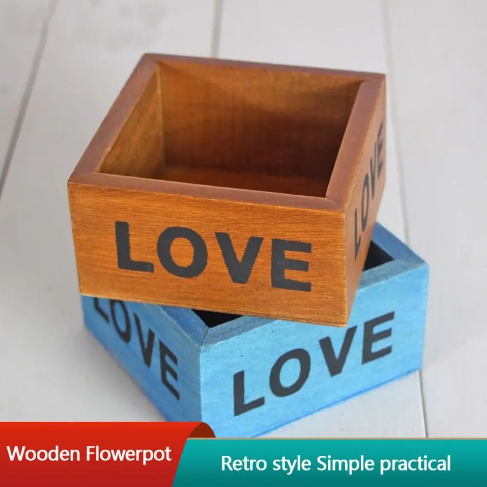 New Creative Flowerpot Wooden Retro Succulent Boxes Desktop Natural Storage Box