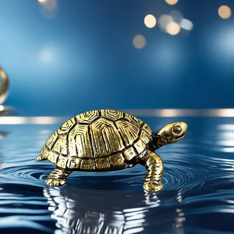 Pure Copper Turtle Statue Vintage Brass Tortoise Figurines Desktop Feng Shui Ornament Miniatures Antique Tea Pet Crafts Gifts - view 3
