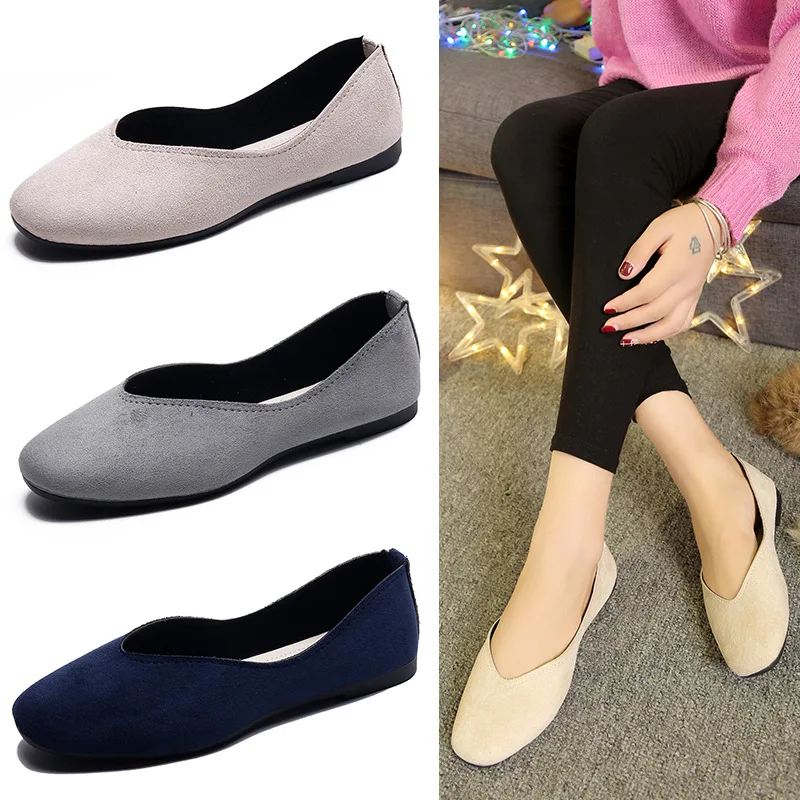 Autumn and winter new flat shoes lazy square head women's retro women's single shoes 4792