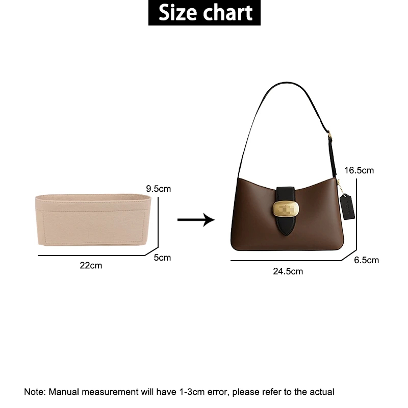 EverToner Felt Insert Inner Liner Storager Accessories For C-ach E-iza monogram underarm bag Improve Space Internal Lining