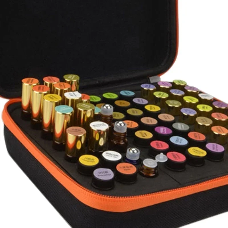 63 Bottles Essential Oil Carry Case for 1ml -3ml Essence Oil Bottles Box Travel Carry Case Travel Home Portable Hand Bag Tools