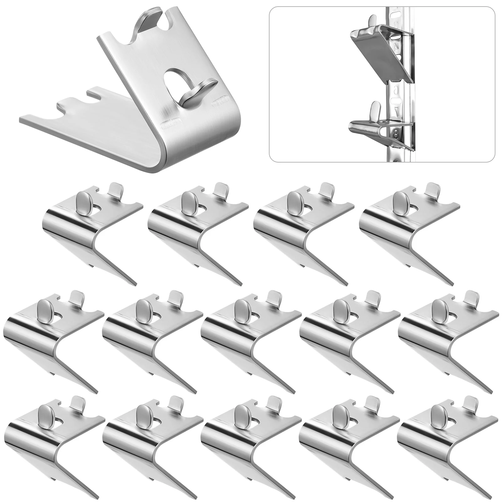 16 Pcs Freezer Partition Rack Shelving Refrigerator Shelf Clips Support Stainless Steel for 304 Clamp Heave Duty Metal Cooler