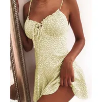 Floral Print A Line Mini Dresses Sexy Lady Dating Camisole Strapless Backless Dress Boho Solid Beach Clothing - Image 4