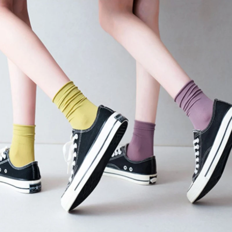 

1 Pairs Summer Thin Women's Socks Solid Color Socks Girtls Long Socks Colorful Fashion Breathable Comfort Hosiery Candy Color