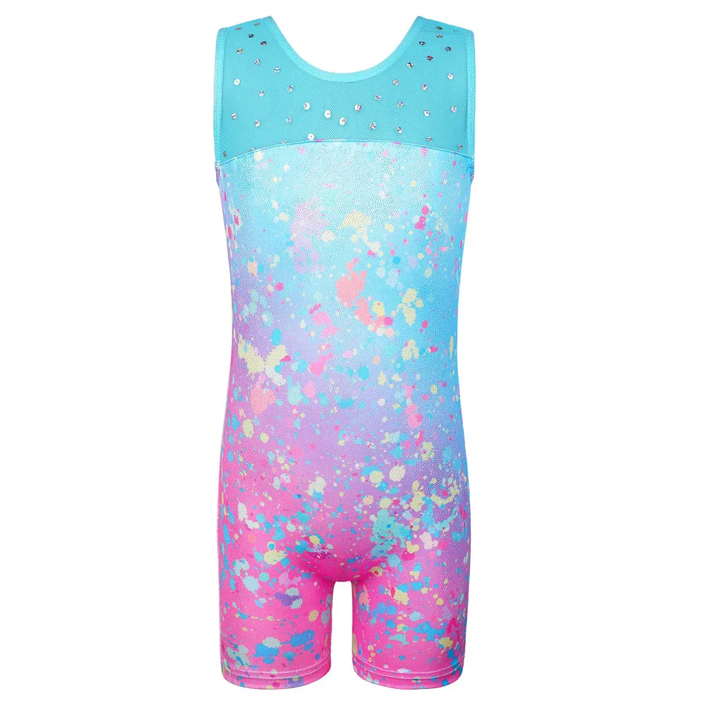 BAOHULU Sparkle Ballet Leotard Girls Gradient Bodysuit Sleeveless Gymnastics Practice Outfit Ballerina Dance Costume