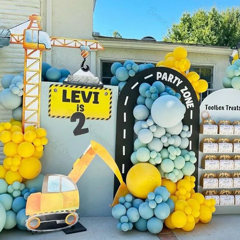 Construction Party Excavator Bulldozer Cutouts Foam Board Under Construction Boy Birthday Party Backdrop Props
