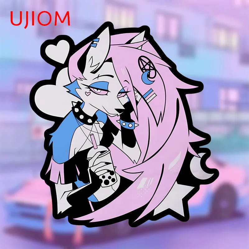 UJIOM Helluva Boss Loona Pink Style Wall Stickers Cool Colorful Cartoon Graphics Decals Fashionable Room Decor Aesthetic