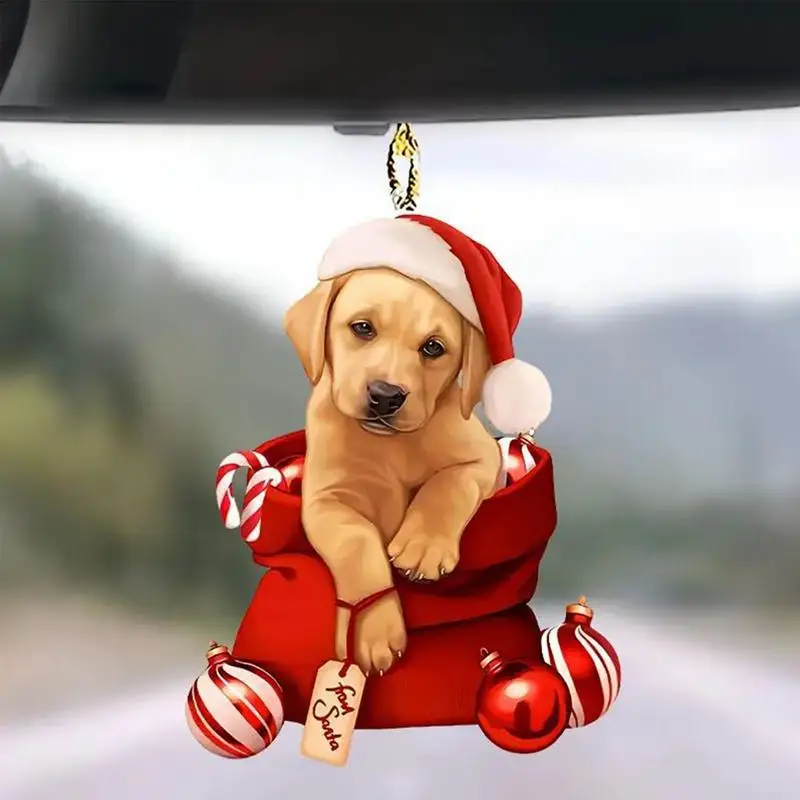 Dog Christmas Ornaments Acrylic Dog Ornament for Christmas Tree Hangable Decoration Tree Decor Season Decor for Indoor Outdoor