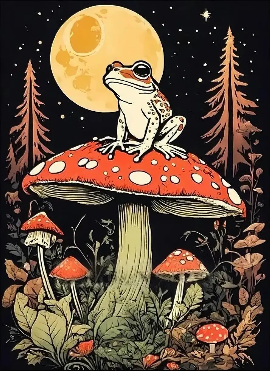 

Наборы для алмазной вышивки YPF Mushroom Diamond Painting для взрослых, DIY 5D, круглые стразы, полная выкладка, алмазная живопись, очень подходит для домашнего досуга