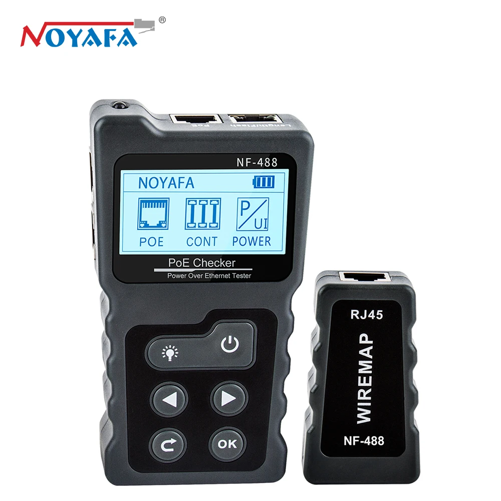 Imagem -02 - Noyafa-network Cabo Tester com Display Lcd Poe Switch Teste Online Polaridade de Voltagem Loop Tracker Nf488