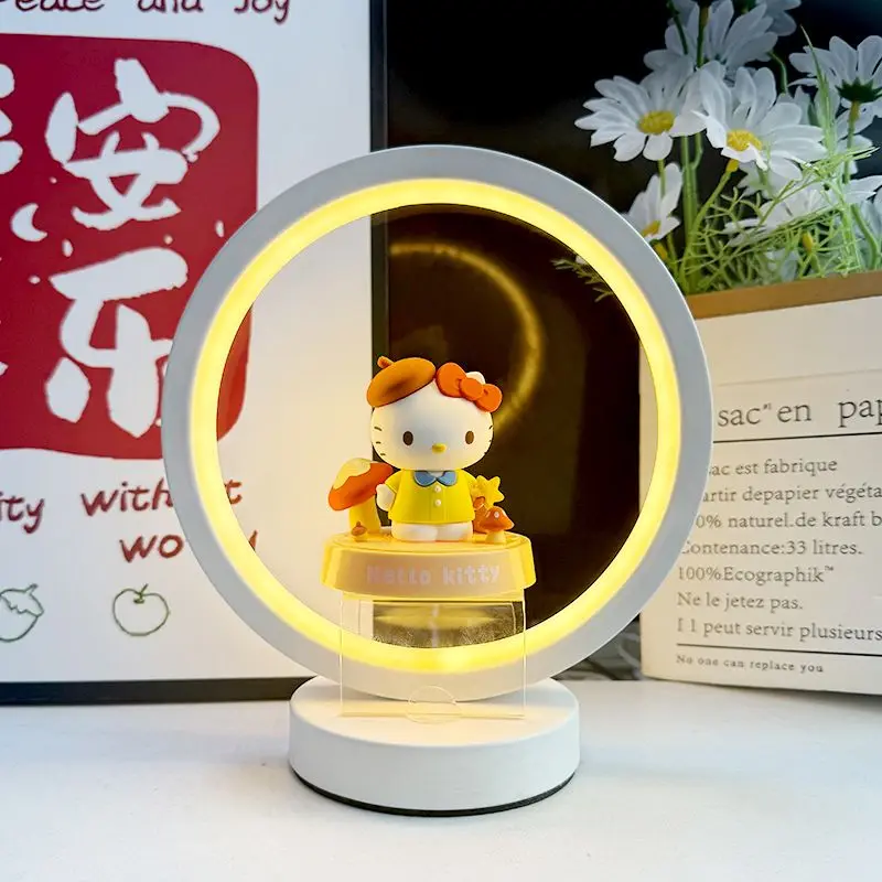 سانريوس مرحبا كيتي ضوء الليل الإبداعية الكرتون الجدول مصباح موضة جديدة Kawaii ضوء دافئ رائجة البيع Ins غرفة نوم هدية مزخرفة
