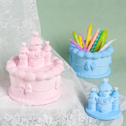 Castle Cake Shape Candle Jar Silicone Mold DIY Handmade Storage Box Plaster Resin Planter Craft Casting Molds Home Decoration