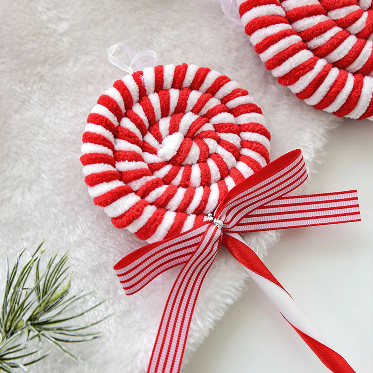 Candy Christmas Ornaments, Red and White Candy Cane Christmas Pendants Lollipop Hanging Ornaments for Xmas Tree Party Decoration