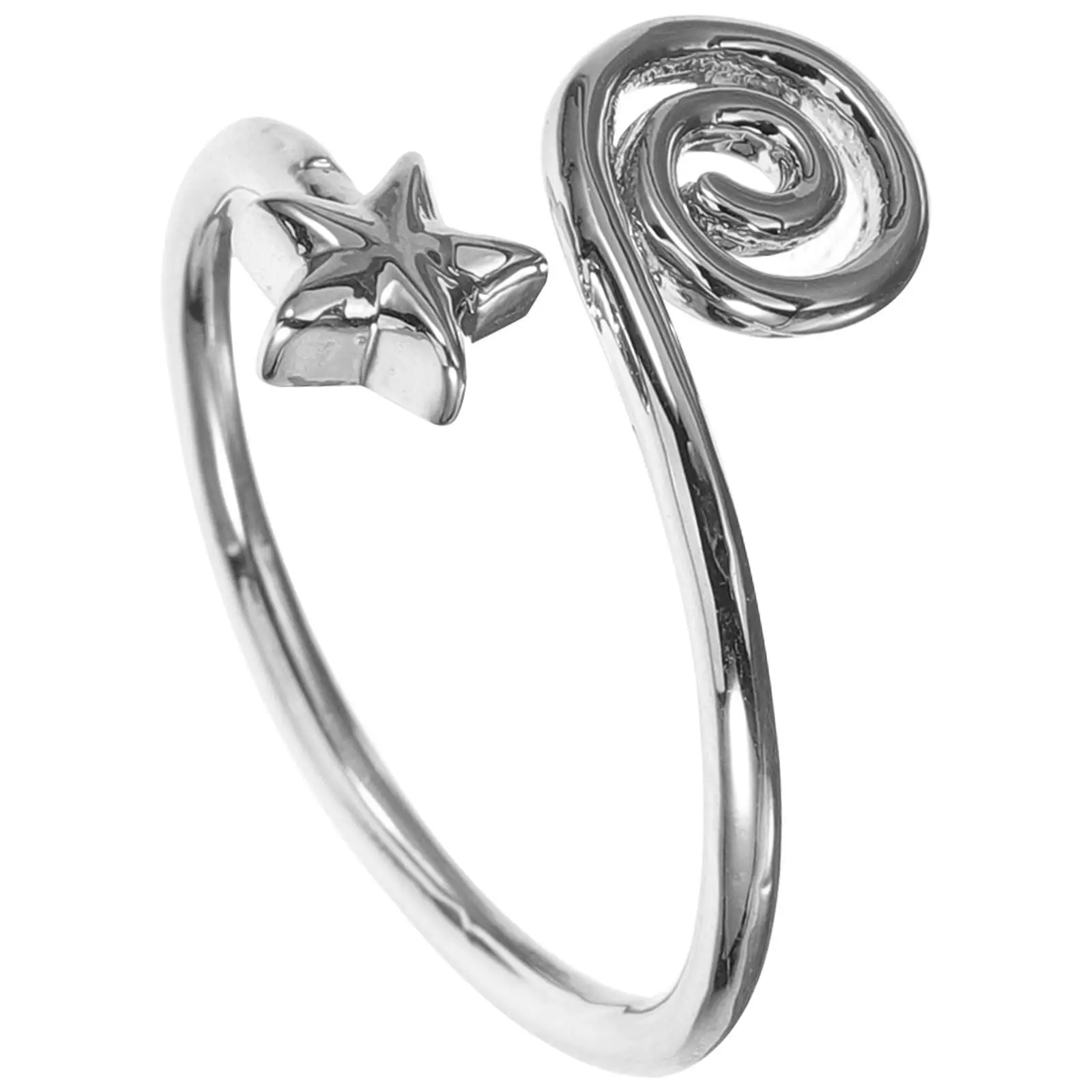 Metal Toe Ring for Women Swirl Wire Design with Star Charm Decorative Fashion Toe Ring for Party Beach Vacation Festival