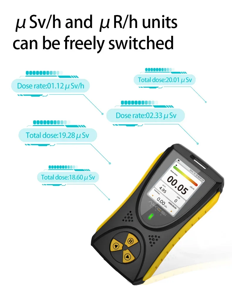 AIKESI HFS-10Pro Detector de radiação nuclear portátil Testador de raios de dose pessoal Contador Geiger Beta Gamma X Detector de raios