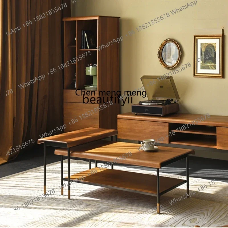 cn8350 LHY yj Northern European solid wood tea table minimalist medieval modern light luxury TV cabinet side table combination