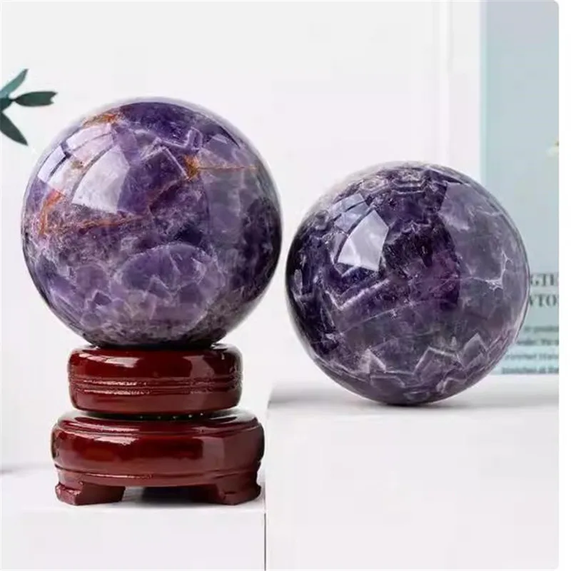 5-8cm Natural Dream Amethyst Ball Polished Globe Massaging Ball Reiki Healing Stone Home Decoration